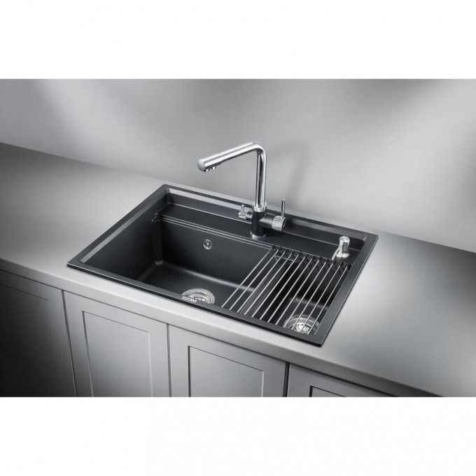 Кухонная мойка GRANULA KITCHEN SPACE KS-7302 шварц (черный металлик ...