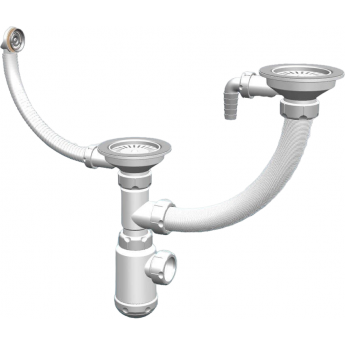 Сифон двойной GRANULA GRAND 31/2 с круглым переливом и отводом ЭКОНОМ (С.Н. 391-11-22)